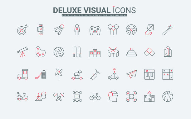 儿童玩具，游乐场和公园设备，儿童游戏线图标集图片下载