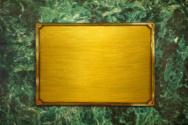 花岗岩墙面金色空白金属商业招牌图片下载