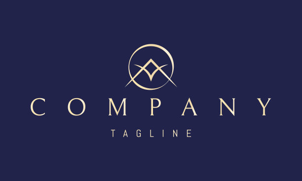 矢量黄金标志上的一个抽象的形象，一只飞鸟对山和太阳的背景。图片下载