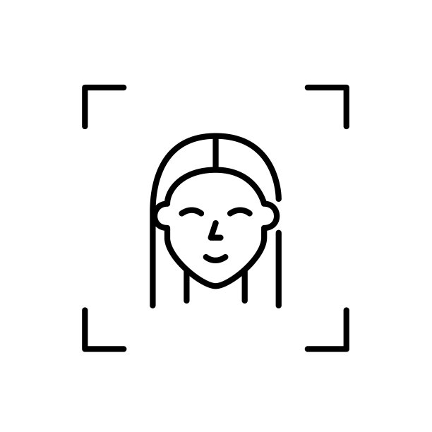 面部识别用于生物识别。安全验证。女人的脸。像素完美矢量图标图片下载