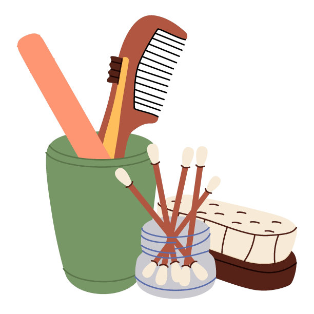 一套零废物耐用和可重复使用的卫生物品矢量平面插图。各种环保收藏品。图片下载