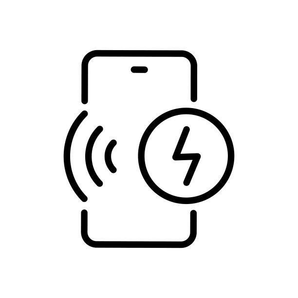 手机配件符号。无线充电轮廓图标。充电电话标志。线性风格的无线充电图标图片下载