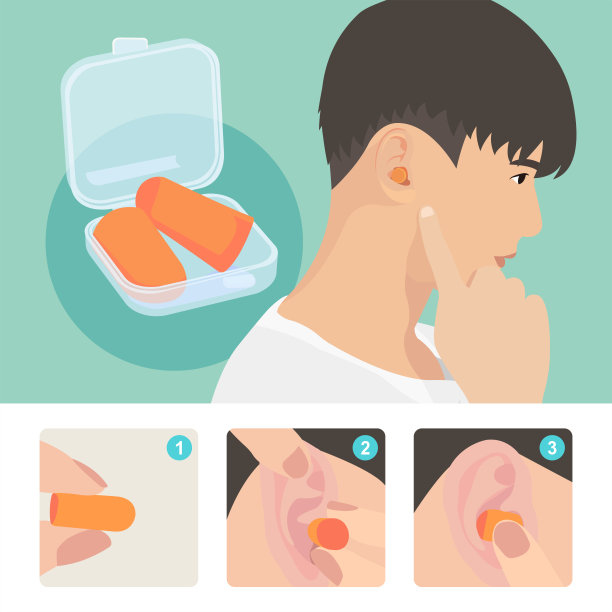 降噪耳塞和使用导盲器。图片下载