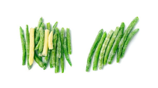 冰冻青豆荚，冷藏四季豆，芸豆蔬菜堆图片下载