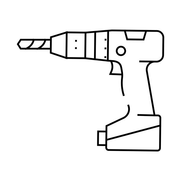 钻孔组装家具线条图标矢量插图图片下载