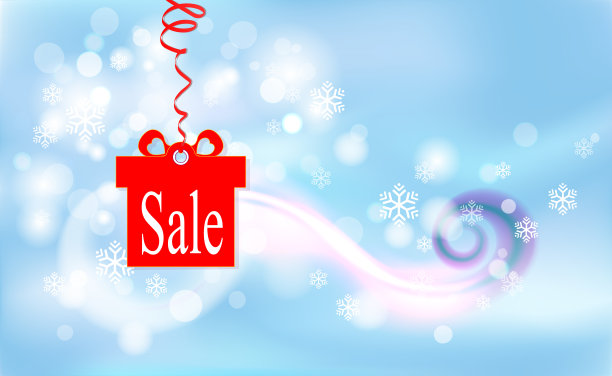 圣诞、新年优惠价格及特卖。折扣百分比。蓝色背景。商店和折扣的最低价格。插图。礼物。节日图片下载