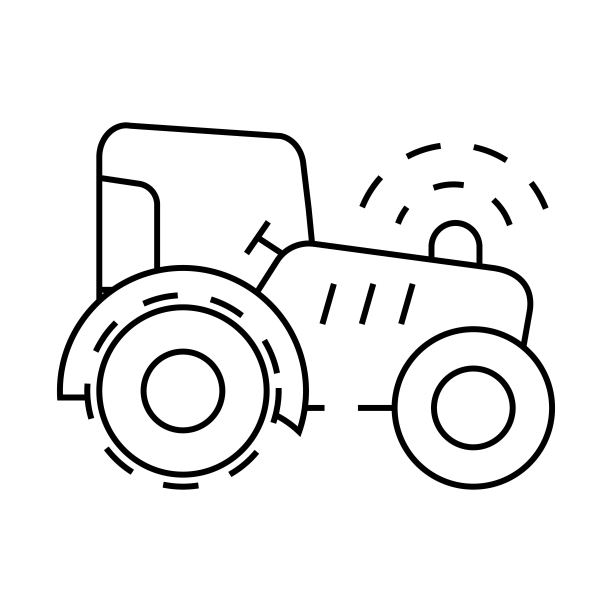 拖拉机与GPS线图标矢量插图图片下载