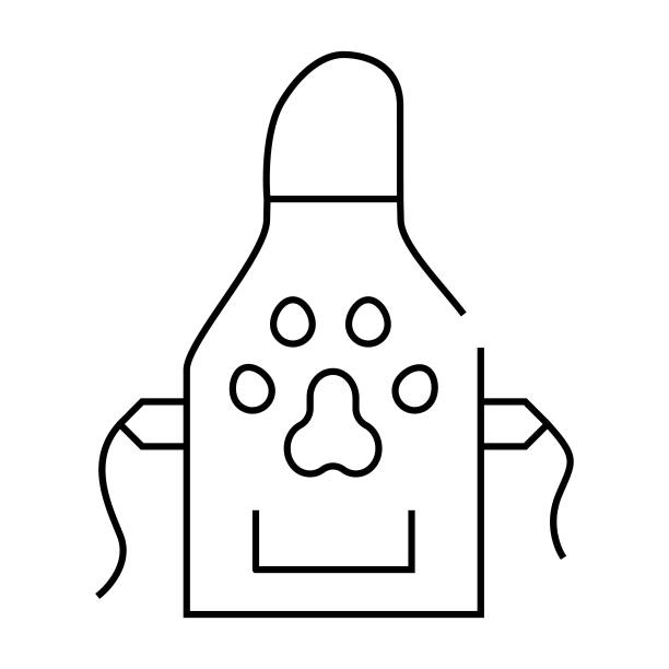 围裙美容师线图标矢量插图平图片下载