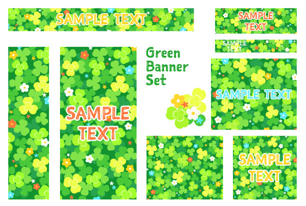可爱和简单的三叶草横幅集图片下载