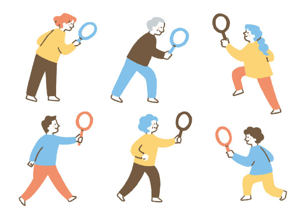 男人和女人用放大镜观察某样东西图片下载