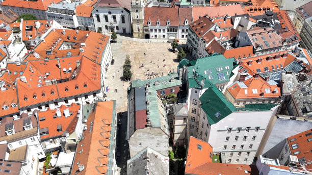 布拉迪斯拉发主广场的无人机照片图片下载