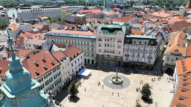 布拉迪斯拉发主广场的无人机照片图片下载