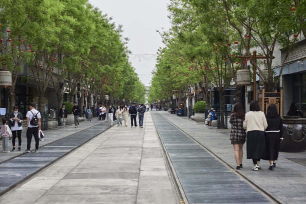 中国北京天安门广场南侧的历史悠久的前门步行街图片下载