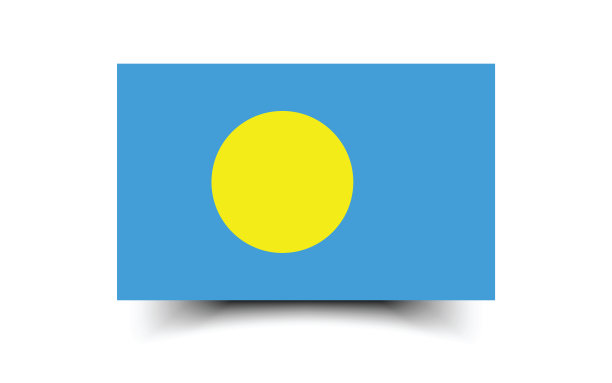 帕劳群岛国旗。帕劳国旗。图片下载