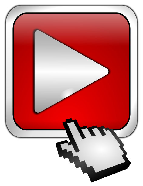 播放按钮与光标- 3D插图图片下载