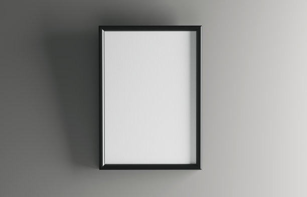 海报大小的空白垂直黑色相框在灰色背景图片下载