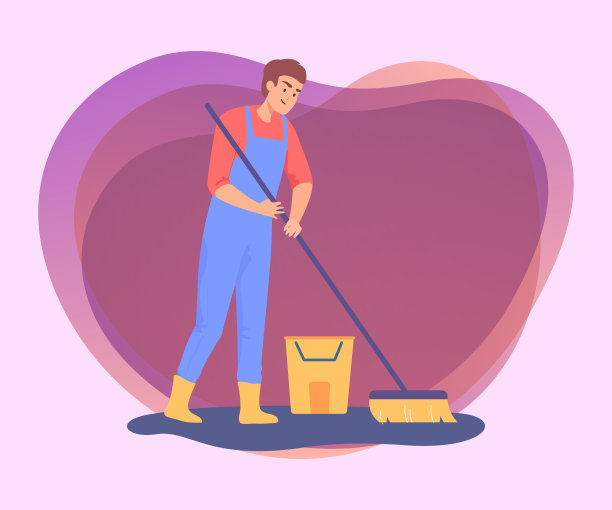 清洁地板的男工人图片下载
