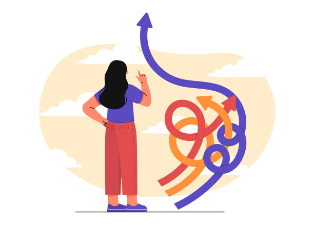 女人选择道路。年轻女孩做决定。职业抱负和动力。新手专家和学生选择的方式和方向。平面矢量图图片下载
