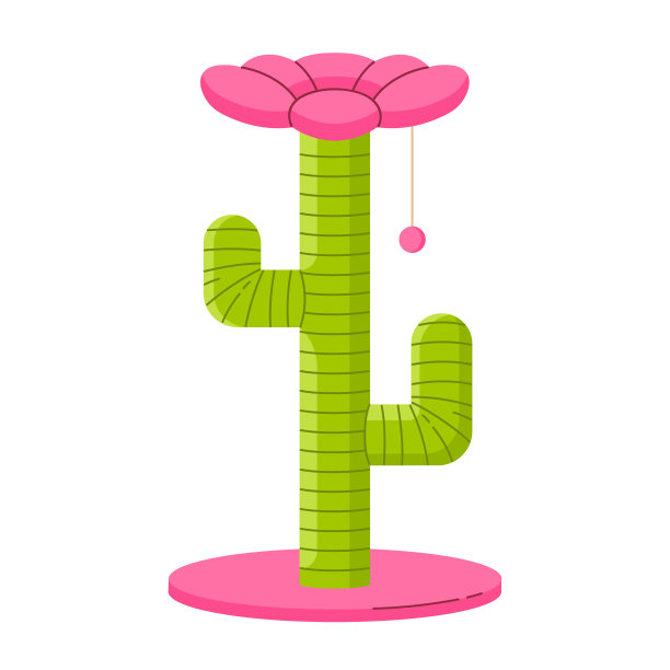 供猫睡觉和玩耍的家具。猫仙人掌树塔，有爬坡平台，猫屋和抓柱。带球的宠物屋，公寓大楼。孤立的矢量插图在卡通风格图片下载