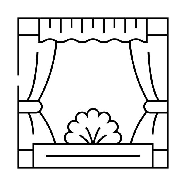 戏剧儿童俱乐部线图标矢量插图图片下载