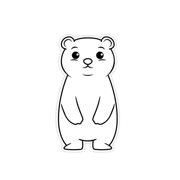 可爱的北极熊幼崽站在两条腿上的矢量插图卡通插图黑白绘图供孩子们根据图片学习着色。图片下载