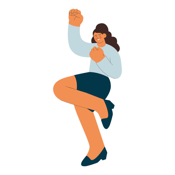 快乐的企业女员工孤立在白色背景上。现代平面矢量插图。社交媒体概念。图片下载