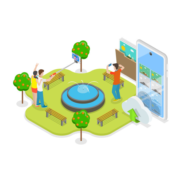 智能手机与相机的3D等距平面插图。第一项图片下载