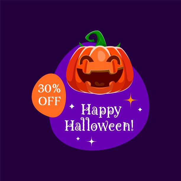 万圣节出售框架或徽章与节日南瓜图片下载