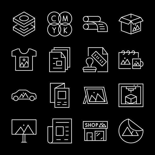 测谎服务，白线图标。在各种表面和物体上印刷。理想的广告和营销主题。黑色背景上的符号。可编辑的中风。图片下载