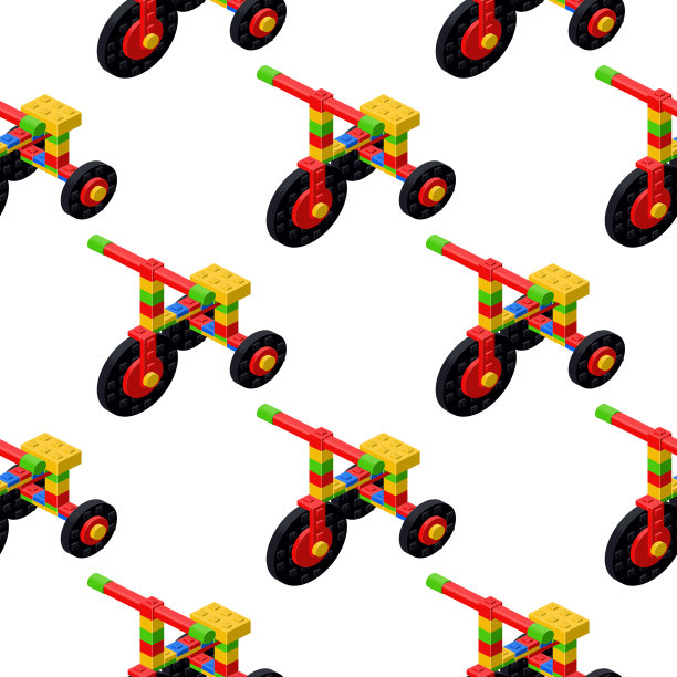 儿童三轮车的等距模式。向量图片下载