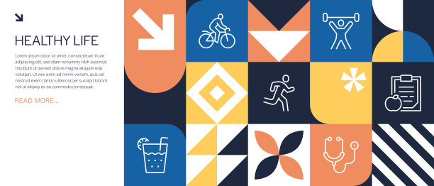 健康生活几何信息图设计图片下载