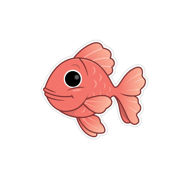 矢量插图的锦鲤鱼孤立在白色背景。可爱的红色锦鲤在水下游泳，鳍伸出。图片下载