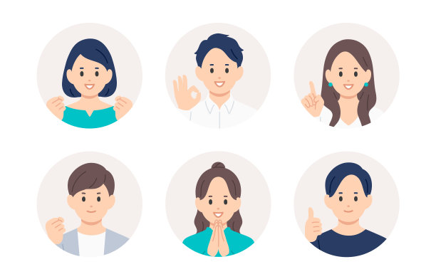 积极向上的青年男女脸图标集【矢量/插图/图标/人物】图片下载