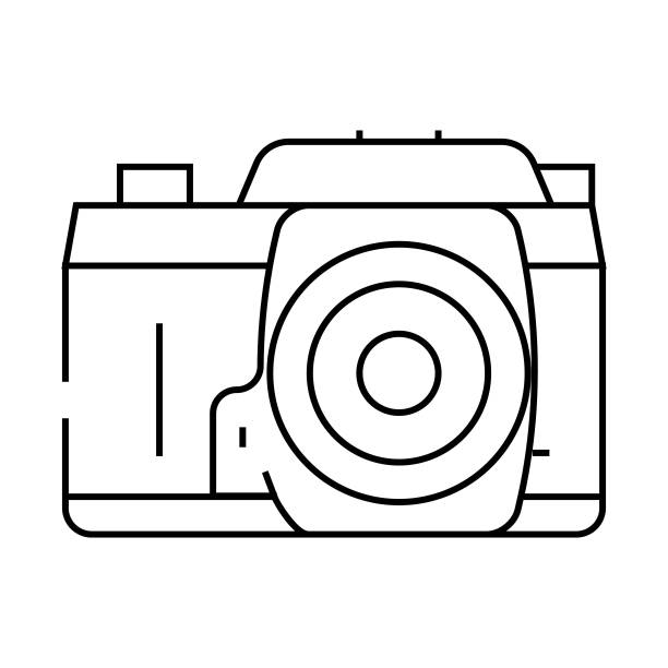 照片相机复古小工具线图标矢量插图图片下载