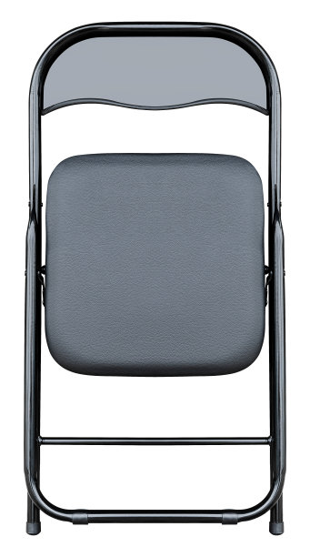 黑钢折叠椅孤立的白色背景与剪辑路径图片下载