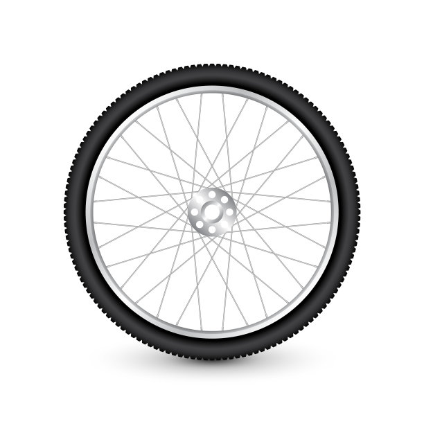 现实的3d自行车车轮。自行车橡胶轮胎，闪亮的金属辐条和轮辋。健身自行车，旅游，运动，公路和山地自行车。矢量图图片下载