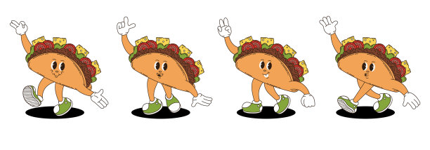 复古时髦的塔可字符集。图片下载