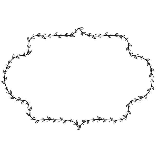 叶花矩形复古框架花花环叶矢量花边框水平框架图片框架枝月桂植物剪影黑色元素装饰图片下载