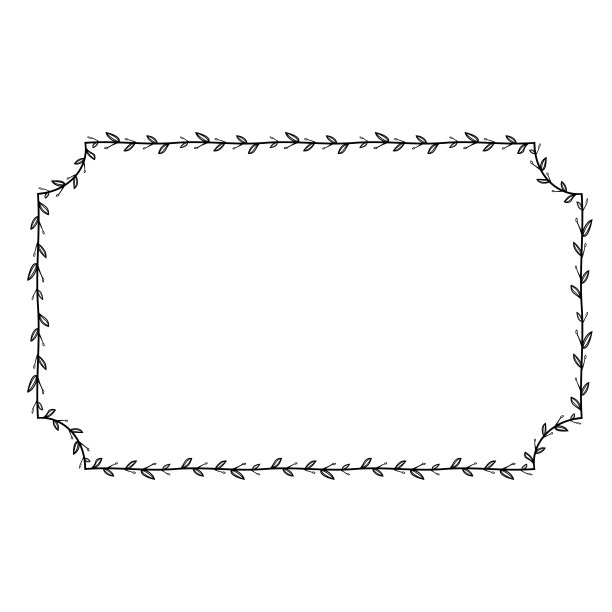 叶花矩形复古框架花花环叶矢量花边框水平框架图片框架枝月桂植物剪影黑色元素装饰图片下载