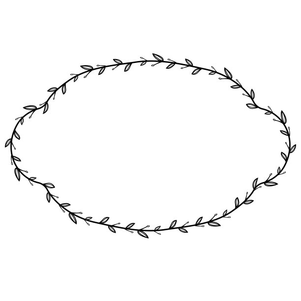 叶花矩形复古框架花花环叶矢量花边框水平框架图片框架枝月桂植物剪影黑色元素装饰图片下载