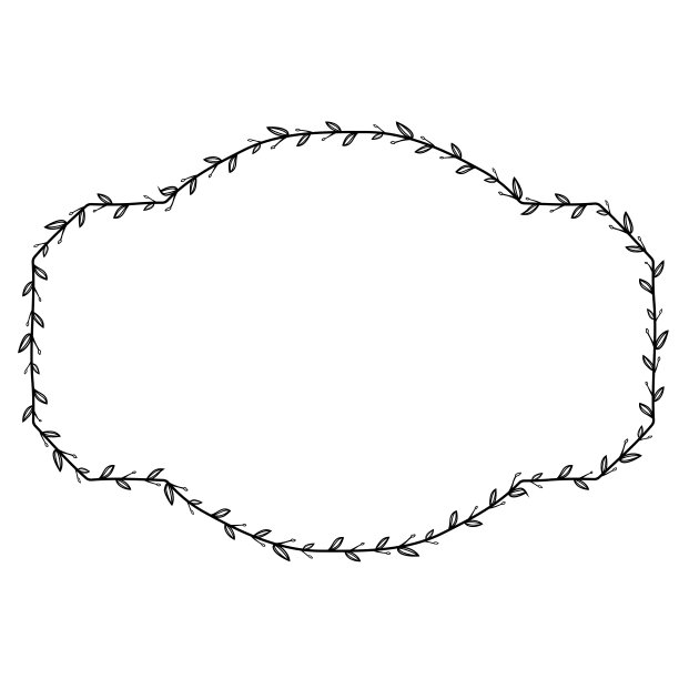 叶花矩形复古框架花花环叶矢量花边框水平框架图片框架枝月桂植物剪影黑色元素装饰图片下载