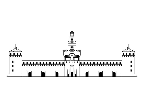 意大利宫殿图标，灵感来自米兰斯福尔卡城堡图片下载
