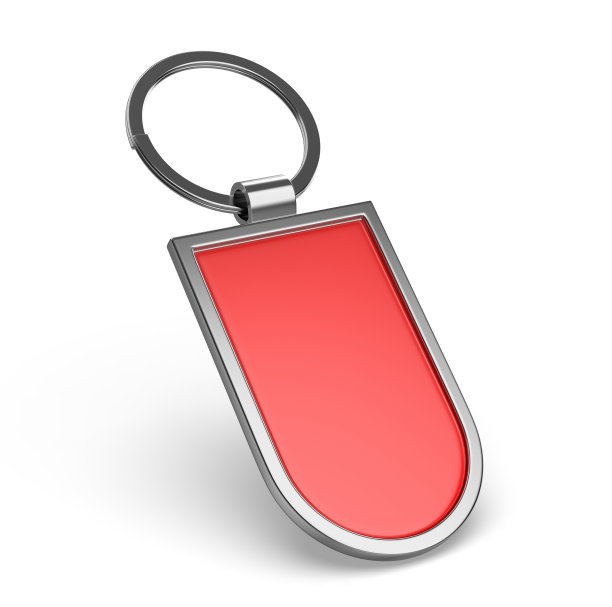 双面金属多功能钥匙链空白模板，用于促销设计和品牌推广。图片下载