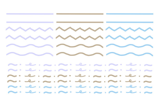 时尚、可爱、柔和的线条和下划线材料。浅蓝色、紫色、棕色。简单易用，适用于各种设计。图片下载