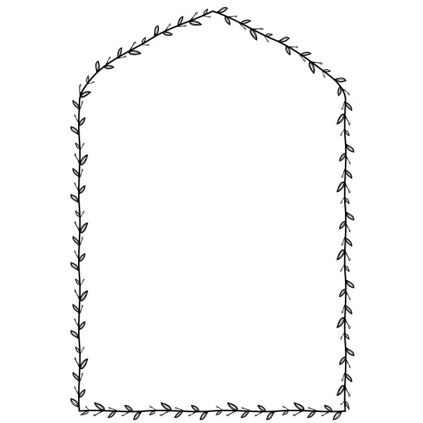 都铎拱形叶框垂直框架建筑拱形窗门复古框架花花环叶矢量花边框相框枝月桂植物剪影黑色元素装饰图片下载