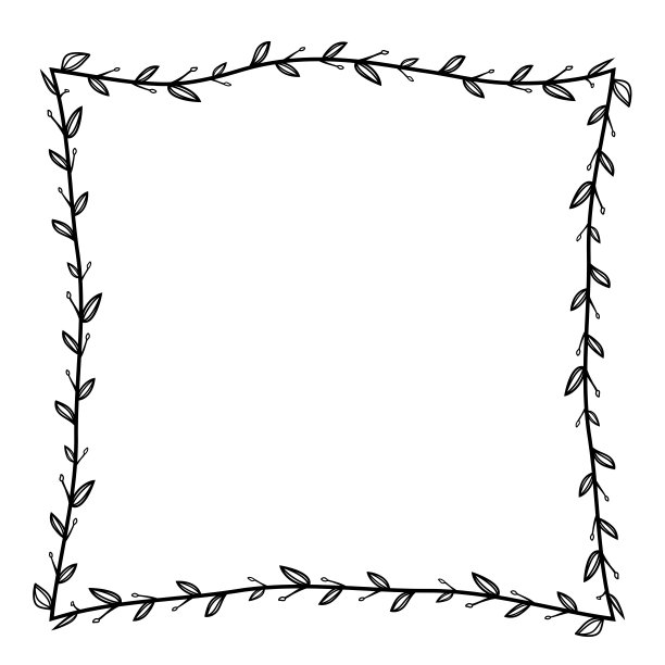 叶花卉方形复古框架花花环叶花卉边界复古框架矢量方形框架图片框架枝月桂植物剪影黑色复古徽章元素装饰图片下载