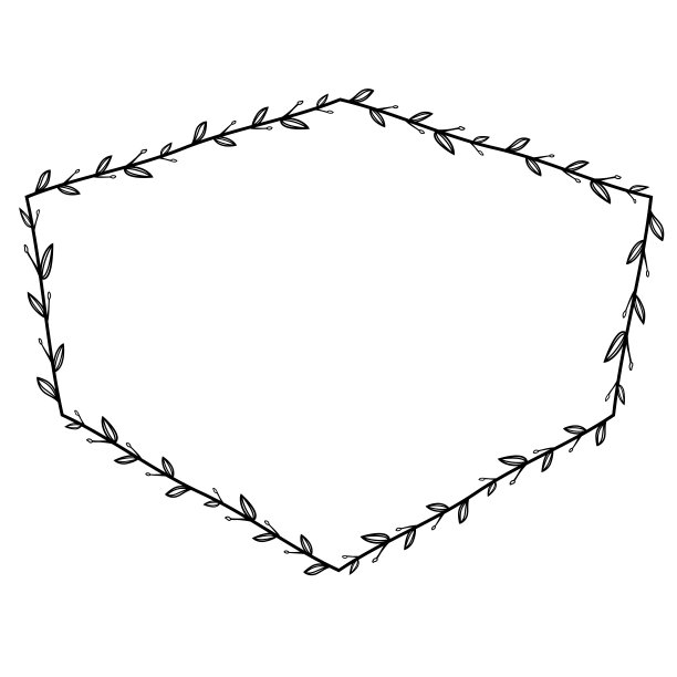 叶花卉方形复古框架花花环叶花卉边界复古框架矢量方形框架图片框架枝月桂植物剪影黑色复古徽章元素装饰图片下载
