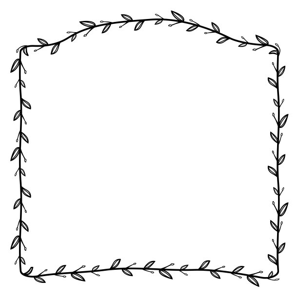 叶花卉方形复古框架花花环叶花卉边界复古框架矢量方形框架图片框架枝月桂植物剪影黑色复古徽章元素装饰图片下载