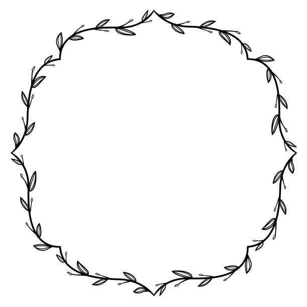 叶花卉方形复古框架花花环叶花卉边界复古框架矢量方形框架图片框架枝月桂植物剪影黑色复古徽章元素装饰图片下载