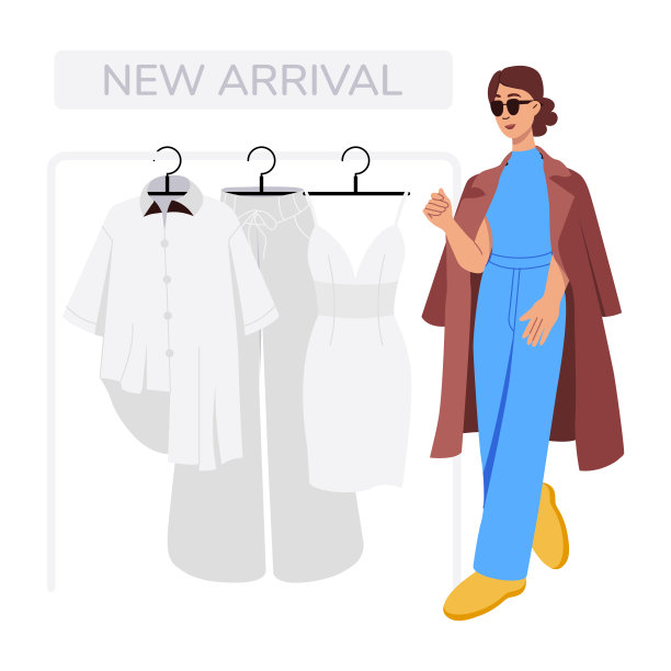 服装出口平面风格人物插画图片下载